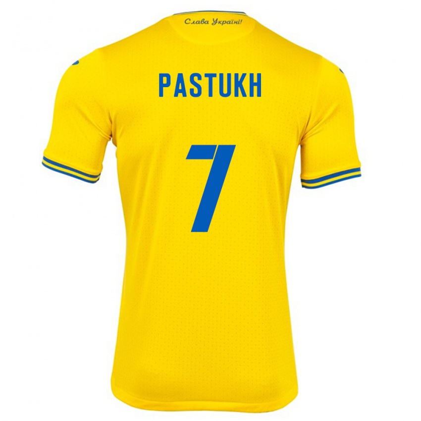 Mujer Camiseta Ucrania Yevgeniy Pastukh #7 Amarillo 1ª Equipación 24-26 La Camisa