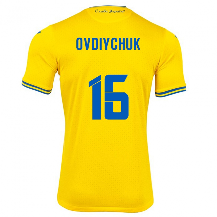 Mujer Camiseta Ucrania Olha Ovdiychuk #16 Amarillo 1ª Equipación 24-26 La Camisa