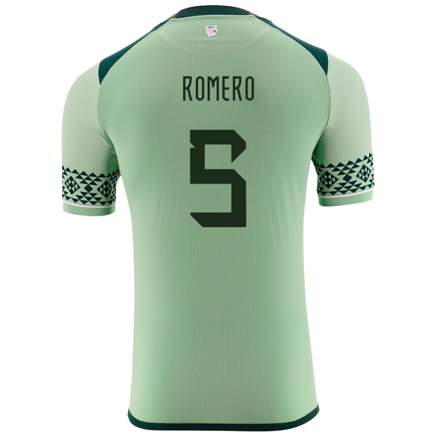 Mujer Camiseta Bolivia César Romero #5 Verde Claro 1ª Equipación 24-26 La Camisa