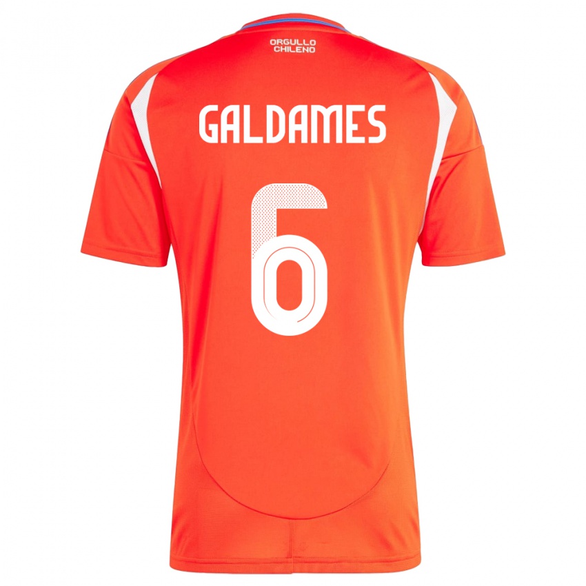 Mujer Camiseta Chile Thomas Galdames #6 Rojo 1ª Equipación 24-26 La Camisa