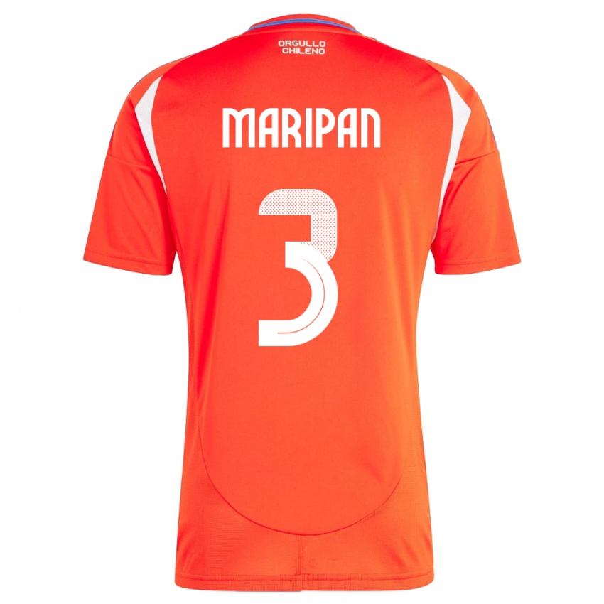 Mujer Camiseta Chile Guillermo Maripán #3 Rojo 1ª Equipación 24-26 La Camisa