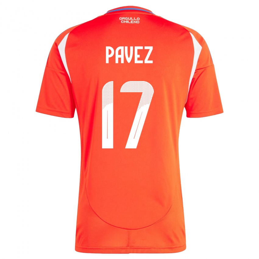 Mujer Camiseta Chile Esteban Pavez #17 Rojo 1ª Equipación 24-26 La Camisa