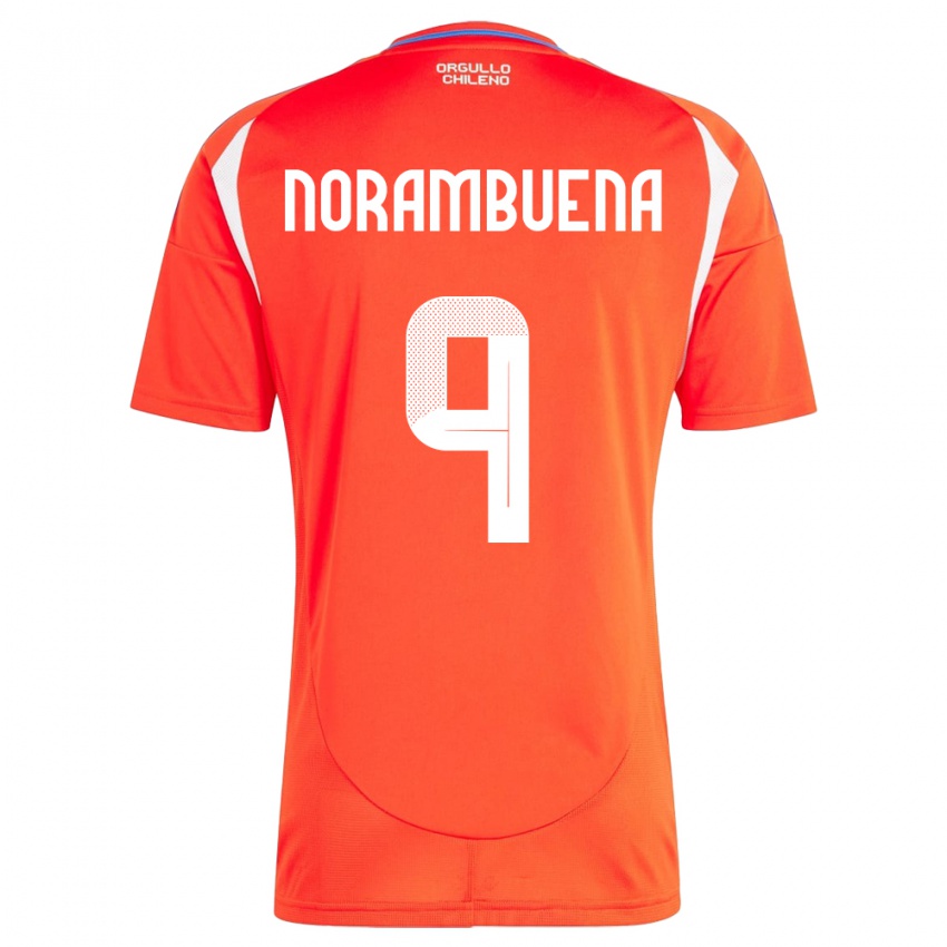 Mujer Camiseta Chile Gabriel Norambuena #9 Rojo 1ª Equipación 24-26 La Camisa