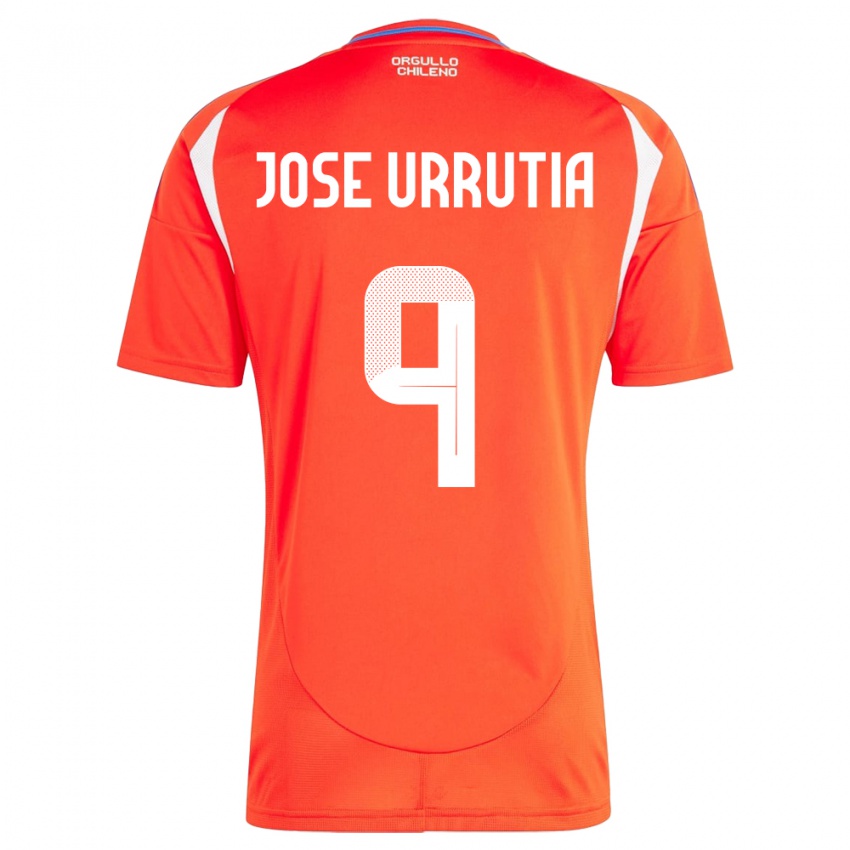 Mujer Camiseta Chile María José Urrutia #9 Rojo 1ª Equipación 24-26 La Camisa