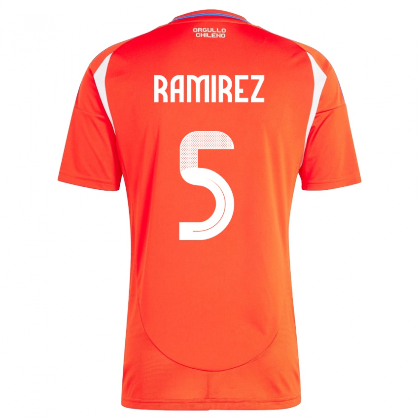 Mujer Camiseta Chile Fernanda Ramírez #5 Rojo 1ª Equipación 24-26 La Camisa