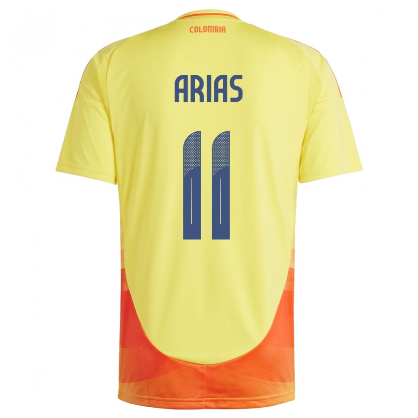 Mujer Camiseta Colombia Jhon Arias #11 Amarillo 1ª Equipación 24-26 La Camisa