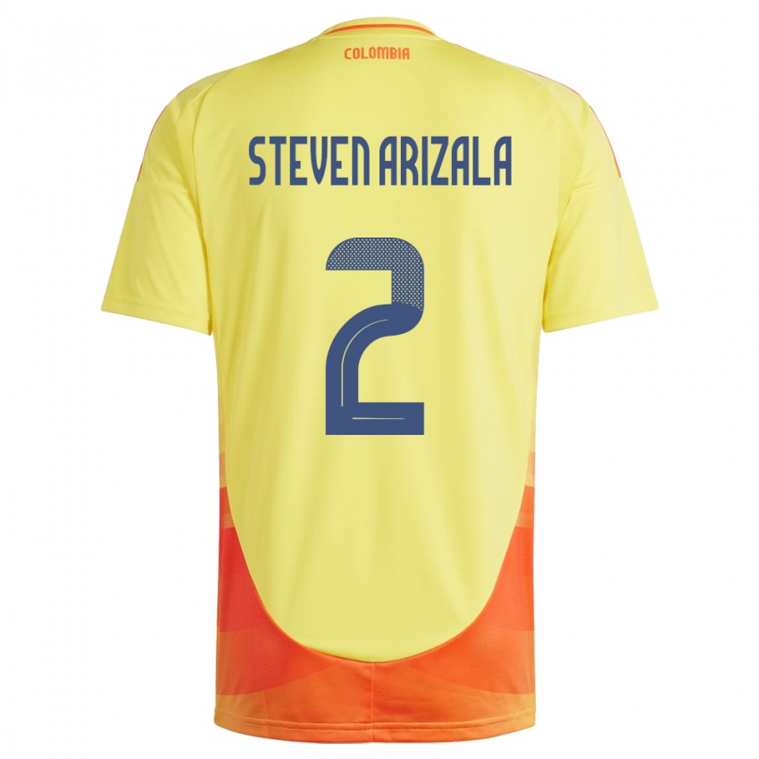 Mujer Camiseta Colombia Elver Steven Arizala #2 Amarillo 1ª Equipación 24-26 La Camisa