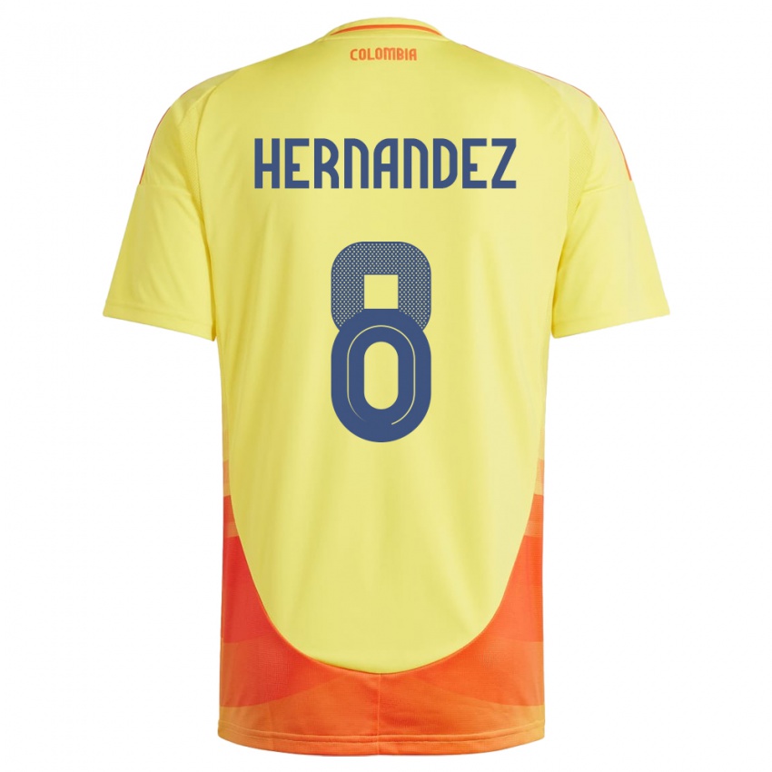 Mujer Camiseta Colombia Natalia Hernández #8 Amarillo 1ª Equipación 24-26 La Camisa