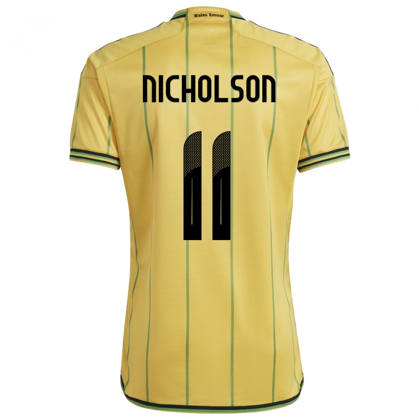 Mujer Camiseta Jamaica Shamar Nicholson #11 Amarillo 1ª Equipación 24-26 La Camisa