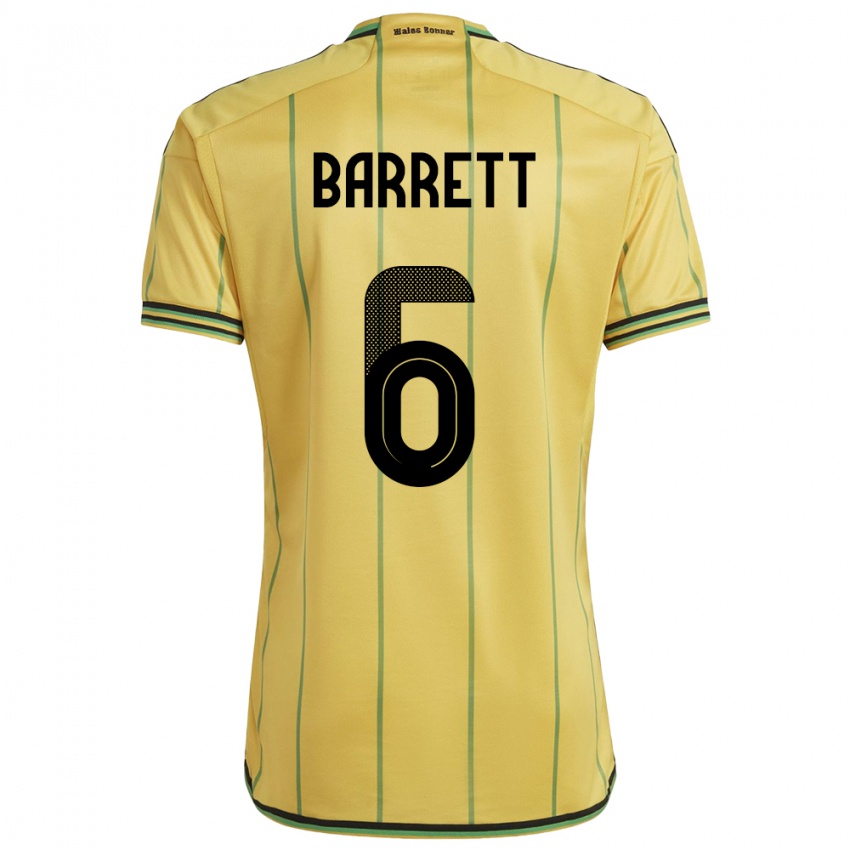 Mujer Camiseta Jamaica Ronaldo Barrett #6 Amarillo 1ª Equipación 24-26 La Camisa