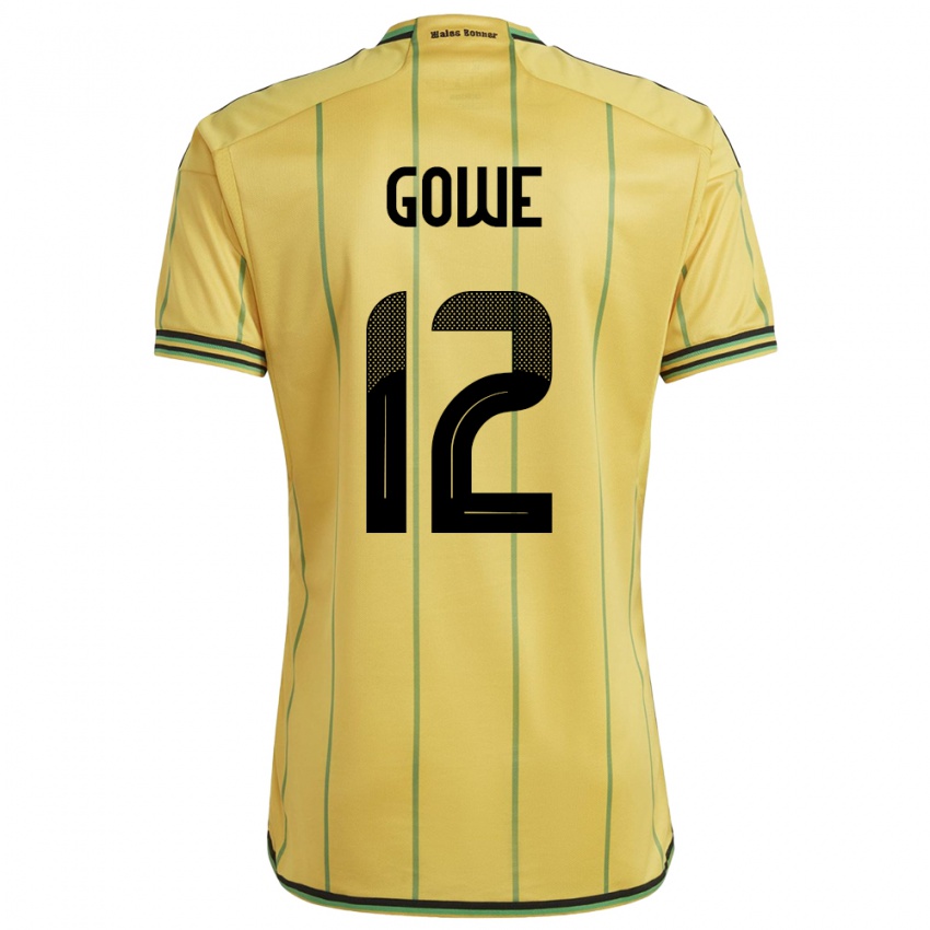 Mujer Camiseta Jamaica Tyrese Gowe #12 Amarillo 1ª Equipación 24-26 La Camisa