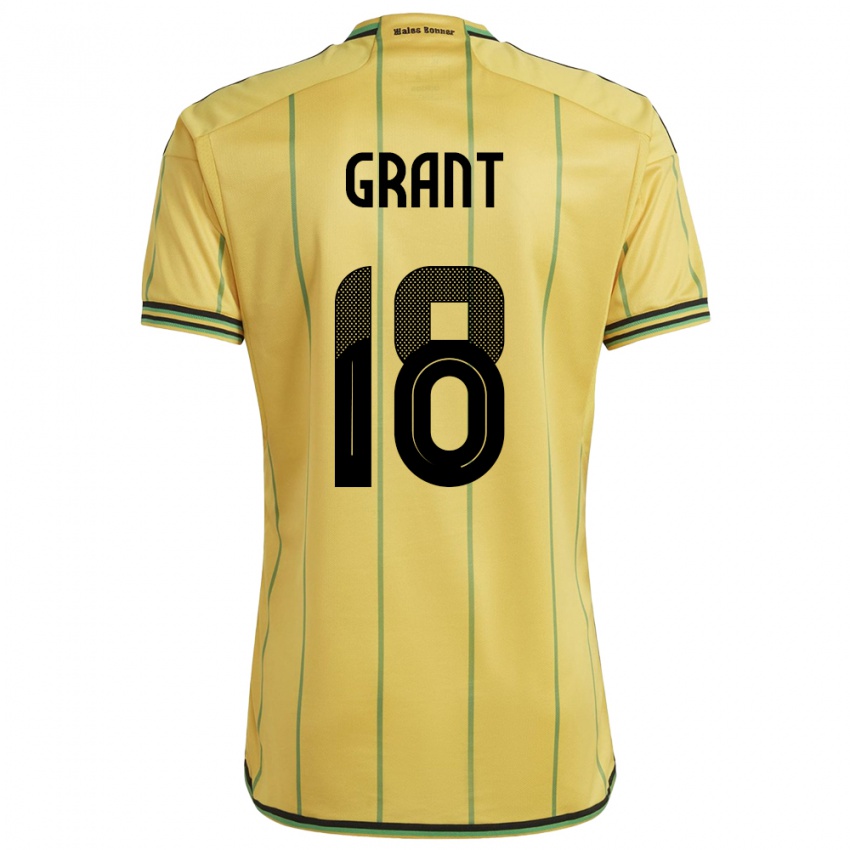 Mujer Camiseta Jamaica George Grant #18 Amarillo 1ª Equipación 24-26 La Camisa