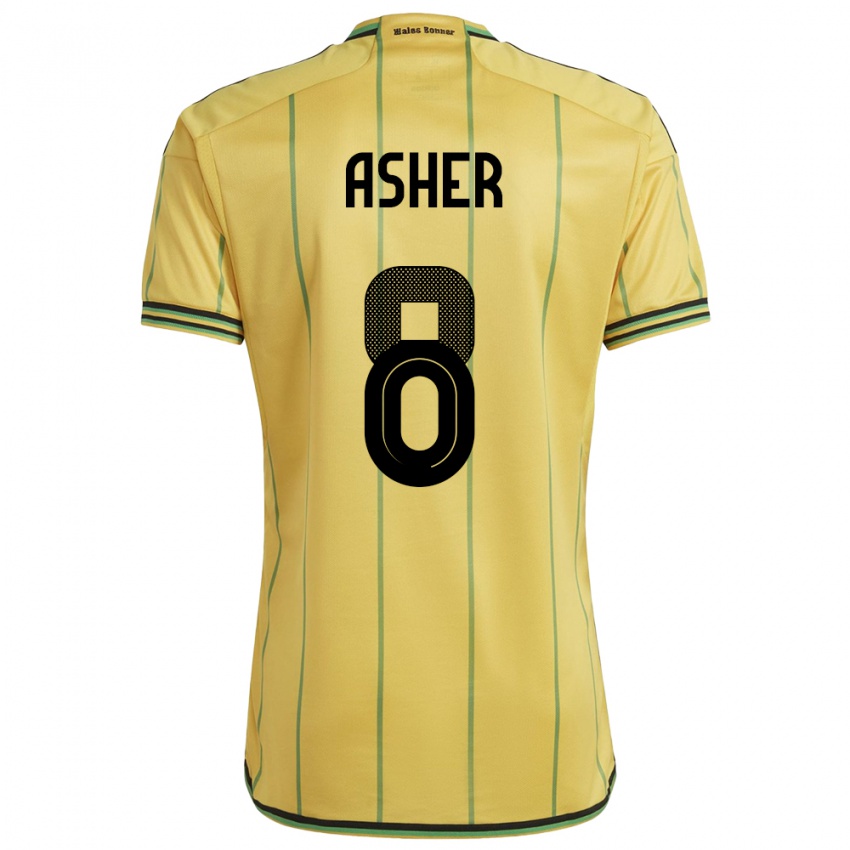 Mujer Camiseta Jamaica Chinyelu Asher #8 Amarillo 1ª Equipación 24-26 La Camisa