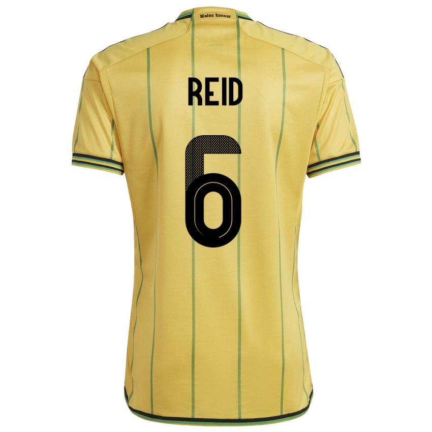Mujer Camiseta Jamaica Lauren Reid #6 Amarillo 1ª Equipación 24-26 La Camisa