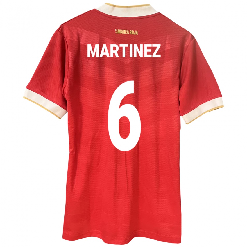 Mujer Camiseta Panamá Christian Martínez #6 Rojo 1ª Equipación 24-26 La Camisa