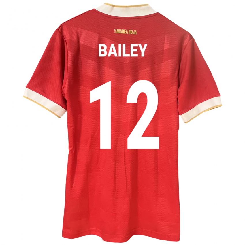 Mujer Camiseta Panamá Yenith Bailey #12 Rojo 1ª Equipación 24-26 La Camisa