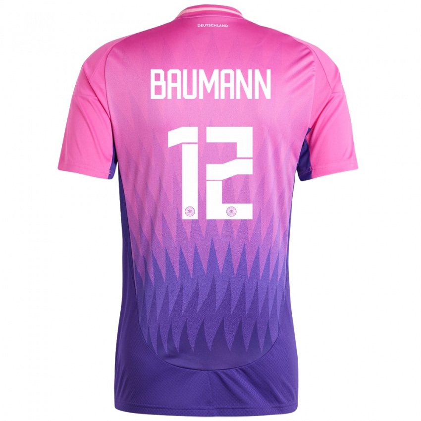 Mujer Camiseta Alemania Oliver Baumann #12 Rosado Morado 2ª Equipación 24-26 La Camisa