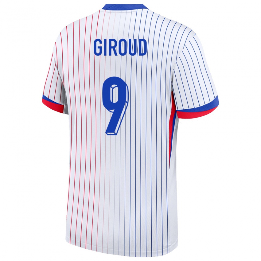 Mujer Camiseta Francia Olivier Giroud #9 Blanco 2ª Equipación 24-26 La Camisa