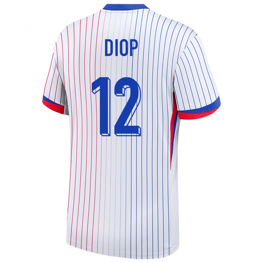 Mujer Camiseta Francia Sofiane Diop #12 Blanco 2ª Equipación 24-26 La Camisa