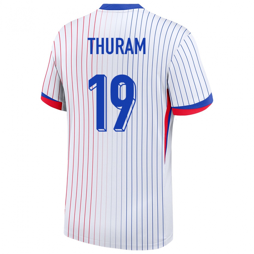 Mujer Camiseta Francia Khephren Thuram #19 Blanco 2ª Equipación 24-26 La Camisa