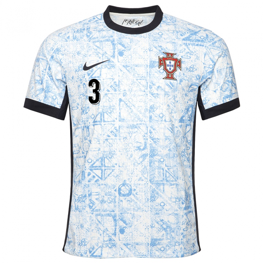 Mujer Camiseta Portugal Pepe #3 Crema Azul 2ª Equipación 24-26 La Camisa