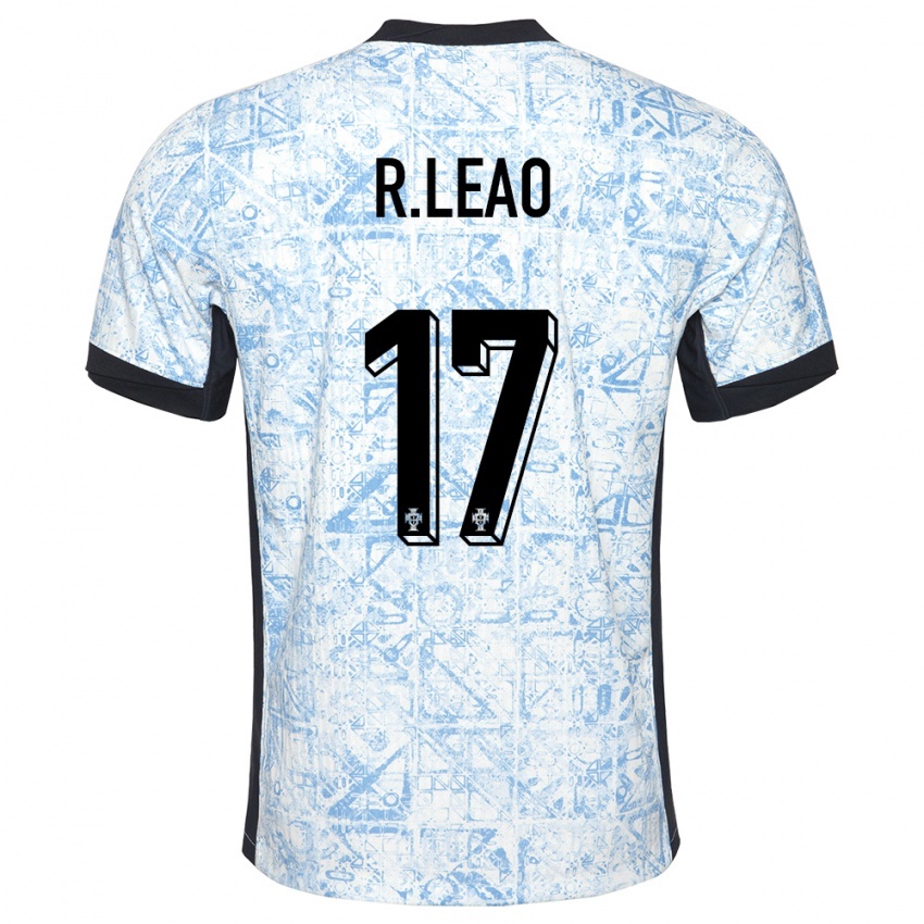 Mujer Camiseta Portugal Rafael Leao #17 Crema Azul 2ª Equipación 24-26 La Camisa