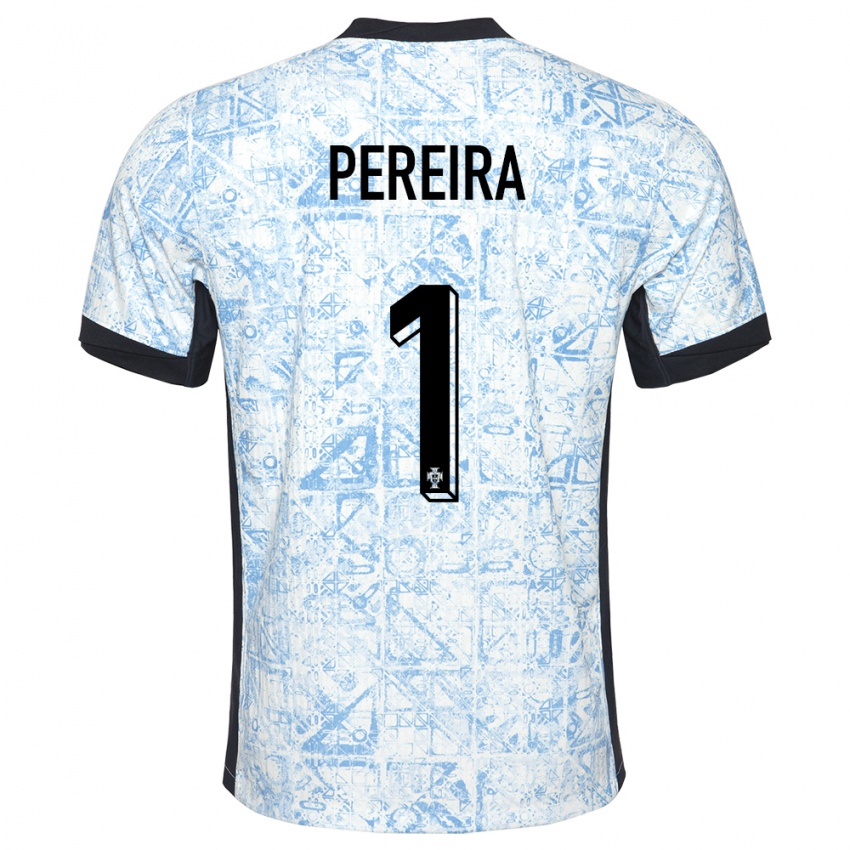 Mujer Camiseta Portugal Ines Pereira #1 Crema Azul 2ª Equipación 24-26 La Camisa