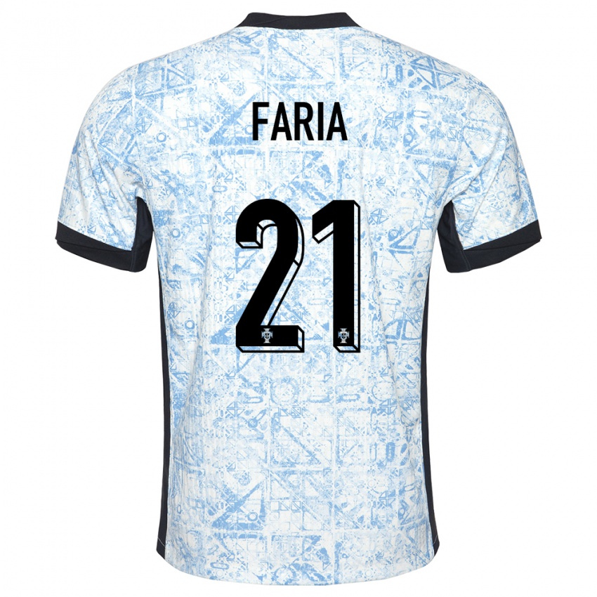 Mujer Camiseta Portugal Andreia Faria #21 Crema Azul 2ª Equipación 24-26 La Camisa