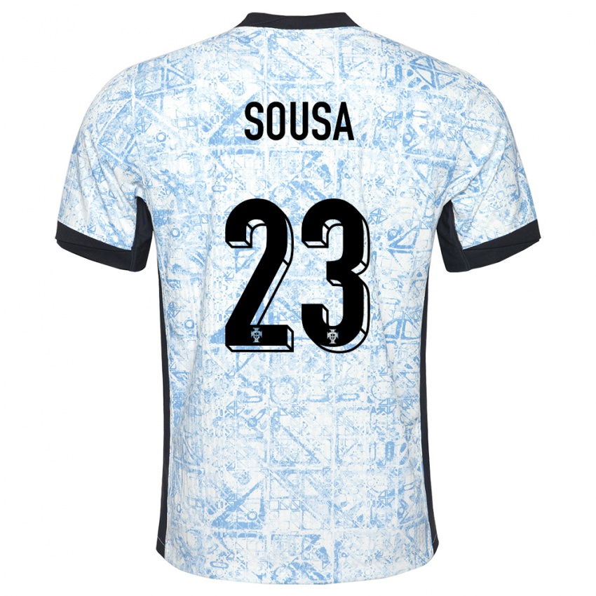 Mujer Camiseta Portugal Afonso Sousa #23 Crema Azul 2ª Equipación 24-26 La Camisa