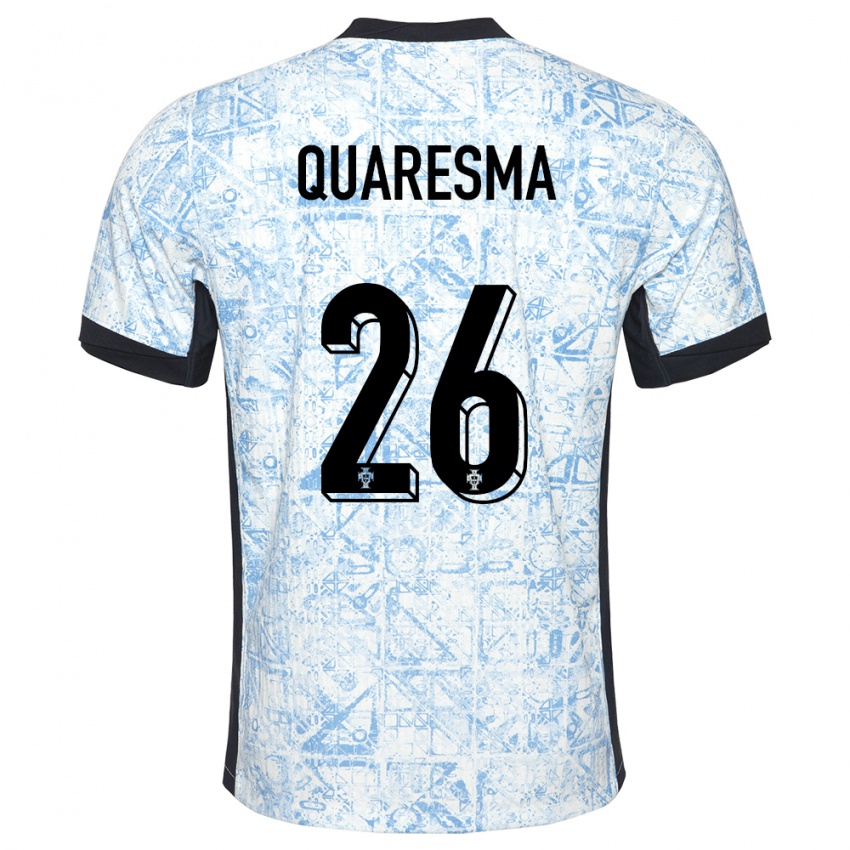 Mujer Camiseta Portugal Eduardo Quaresma #26 Crema Azul 2ª Equipación 24-26 La Camisa