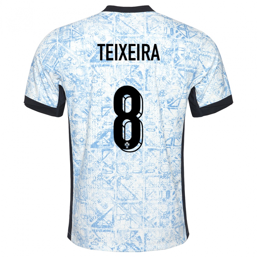 Mujer Camiseta Portugal Joao Teixeira #8 Crema Azul 2ª Equipación 24-26 La Camisa