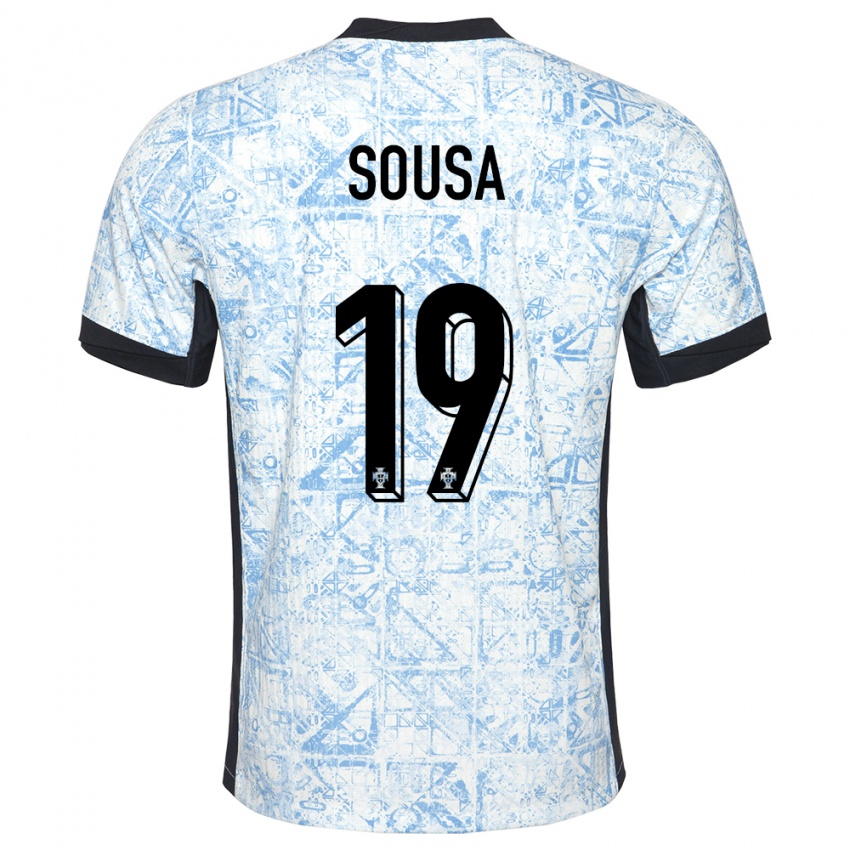 Mujer Camiseta Portugal Goncalo Sousa #19 Crema Azul 2ª Equipación 24-26 La Camisa