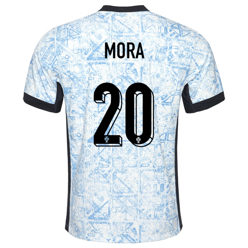 Mujer Camiseta Portugal Rodrigo Mora #20 Crema Azul 2ª Equipación 24-26 La Camisa