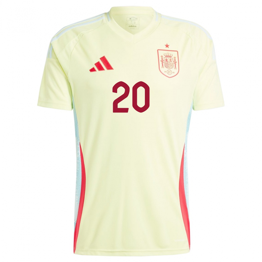 Mujer Camiseta España Miguel Carvalho #20 Amarillo 2ª Equipación 24-26 La Camisa