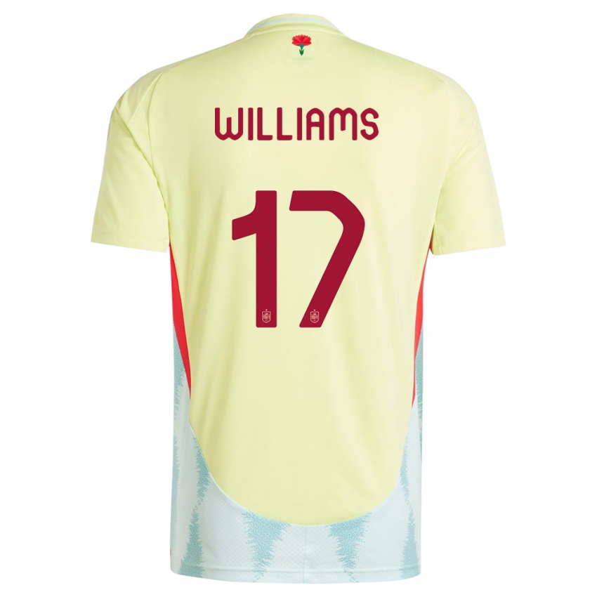 Mujer Camiseta España Nico Williams #17 Amarillo 2ª Equipación 24-26 La Camisa