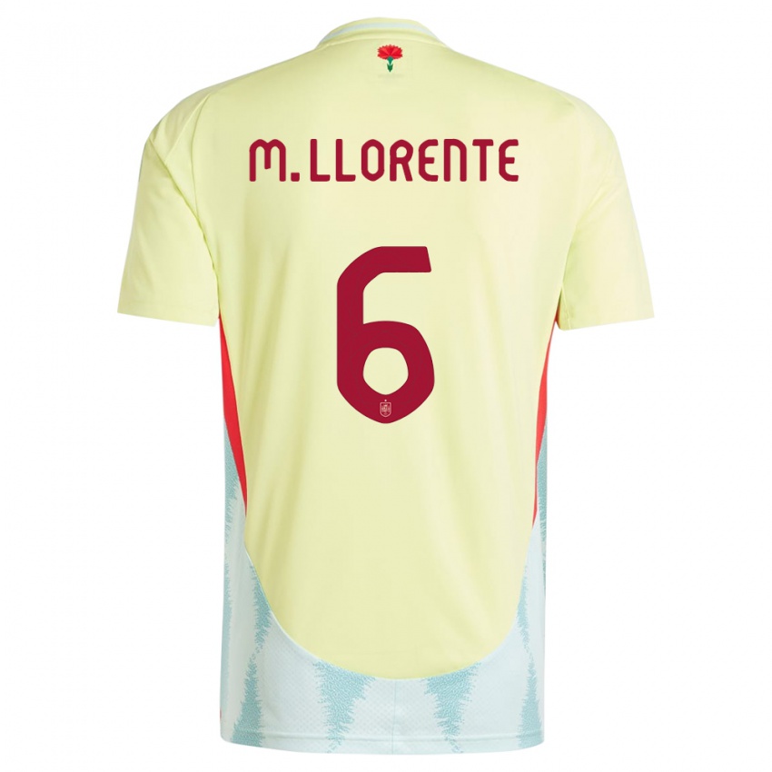 Mujer Camiseta España Marcos Llorente #6 Amarillo 2ª Equipación 24-26 La Camisa