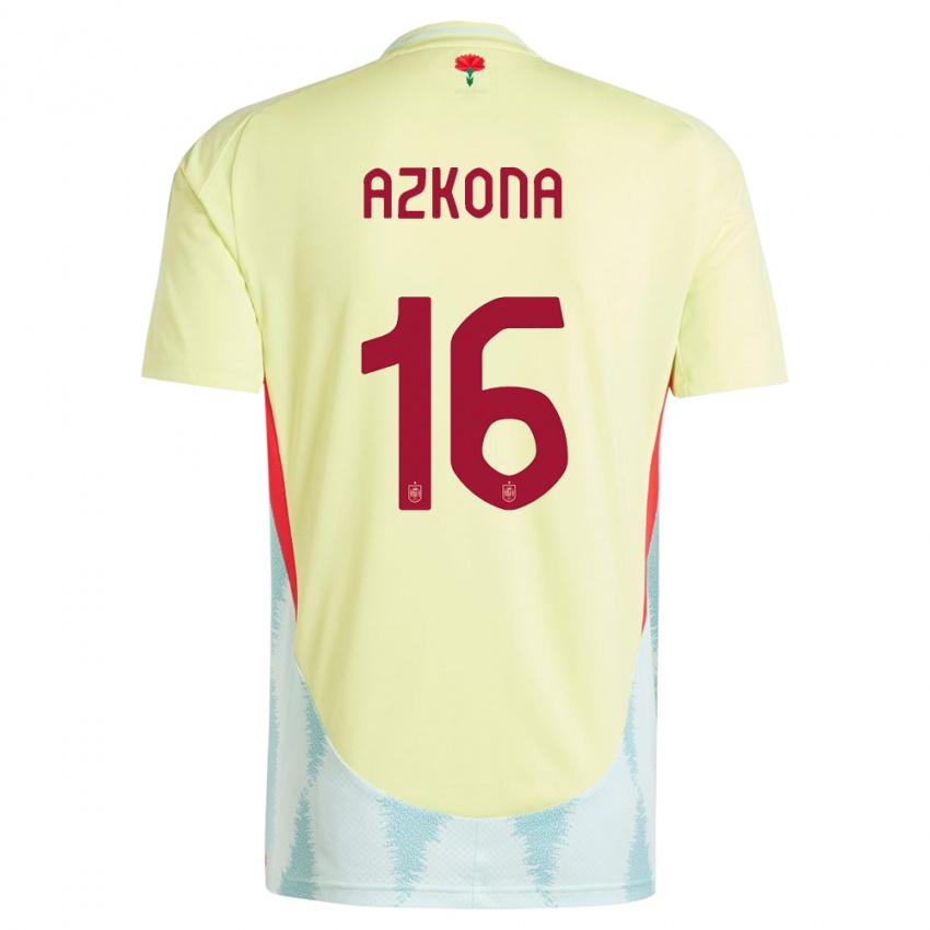 Mujer Camiseta España Ane Azkona #16 Amarillo 2ª Equipación 24-26 La Camisa