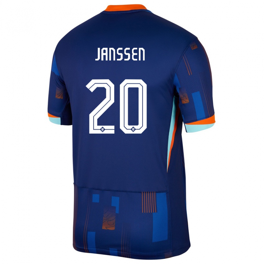 Mujer Camiseta Países Bajos Dominique Janssen #20 Azul 2ª Equipación 24-26 La Camisa