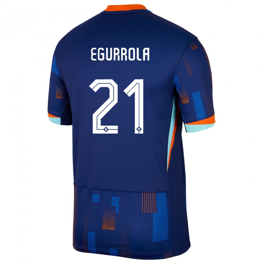 Mujer Camiseta Países Bajos Damaris Egurrola #21 Azul 2ª Equipación 24-26 La Camisa