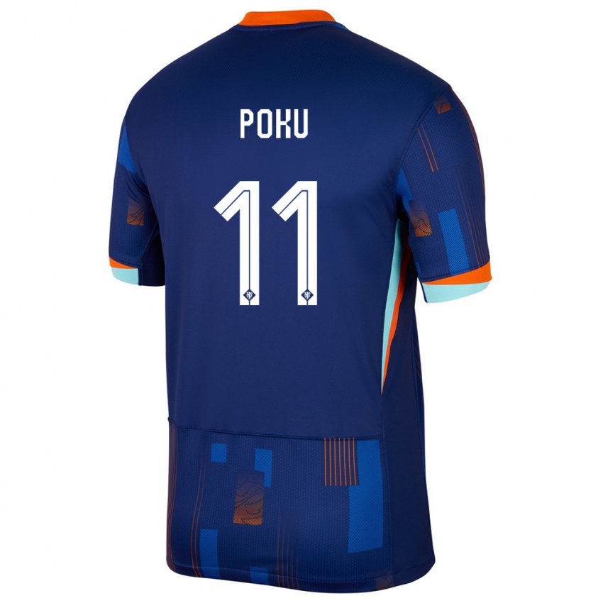 Mujer Camiseta Países Bajos Ernest Poku #11 Azul 2ª Equipación 24-26 La Camisa