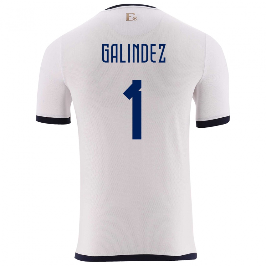 Mujer Camiseta Ecuador Hernan Galindez #1 Blanco 2ª Equipación 24-26 La Camisa