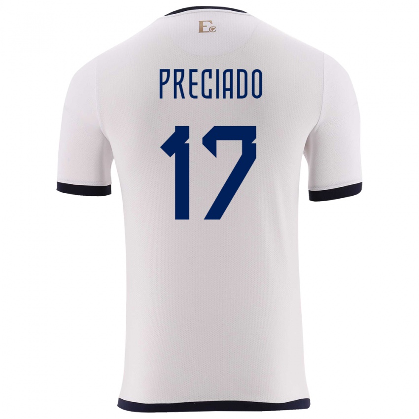 Mujer Camiseta Ecuador Angelo Preciado #17 Blanco 2ª Equipación 24-26 La Camisa