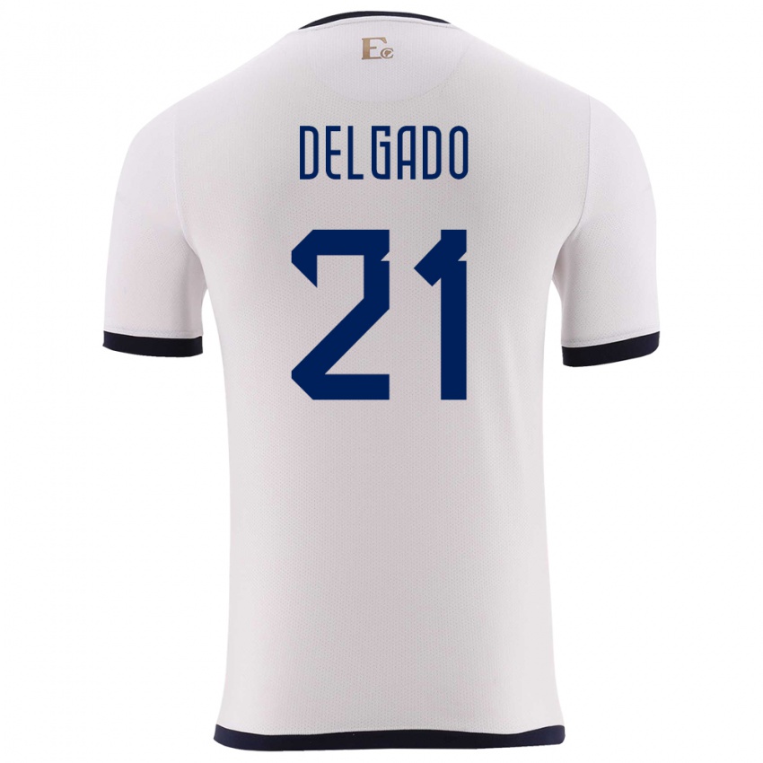 Mujer Camiseta Ecuador Patrickson Delgado #21 Blanco 2ª Equipación 24-26 La Camisa