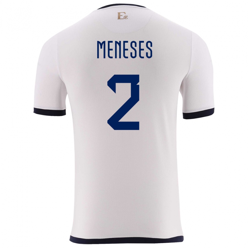 Mujer Camiseta Ecuador Randy Meneses #2 Blanco 2ª Equipación 24-26 La Camisa