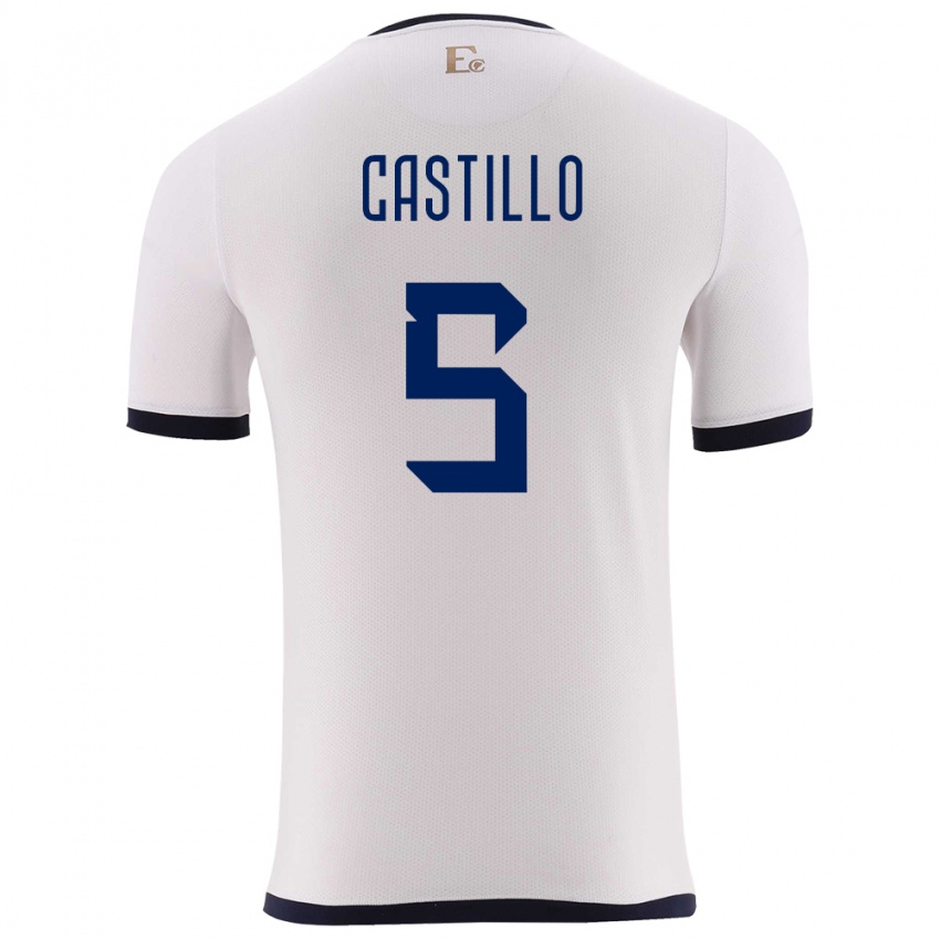 Mujer Camiseta Ecuador Denil Castillo #5 Blanco 2ª Equipación 24-26 La Camisa