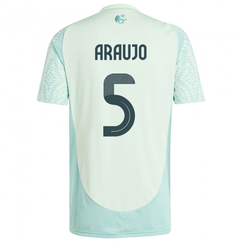 Mujer Camiseta México Julian Araujo #5 Lino Verde 2ª Equipación 24-26 La Camisa