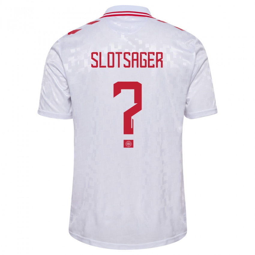 Mujer Camiseta Dinamarca Tobias Slotsager #0 Blanco 2ª Equipación 24-26 La Camisa