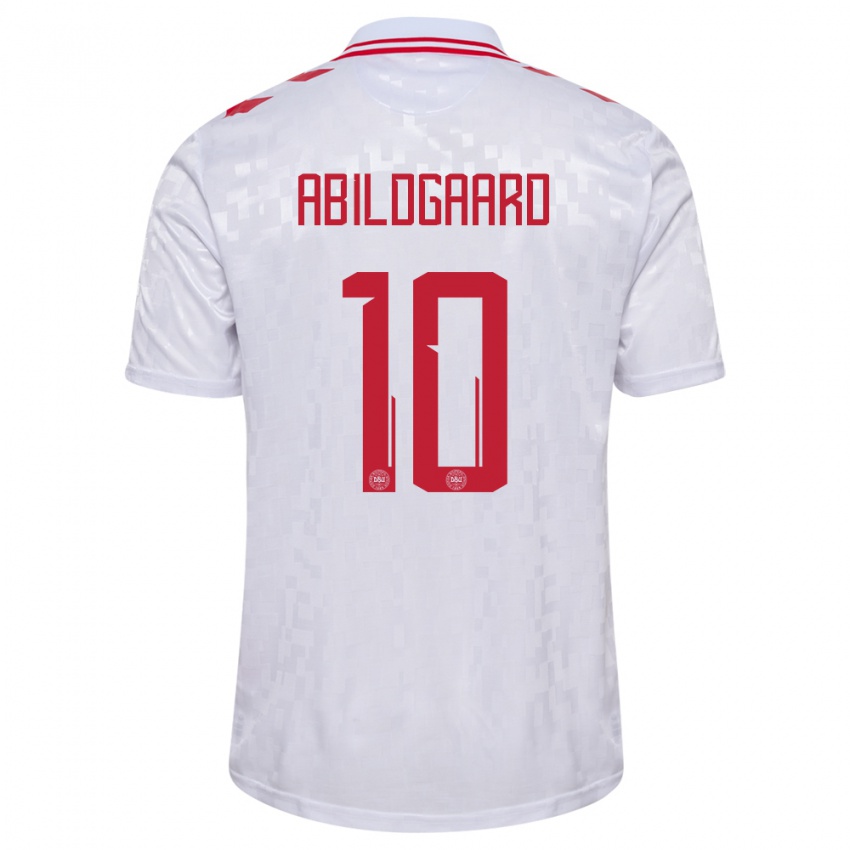 Mujer Camiseta Dinamarca Lasse Abildgaard #10 Blanco 2ª Equipación 24-26 La Camisa