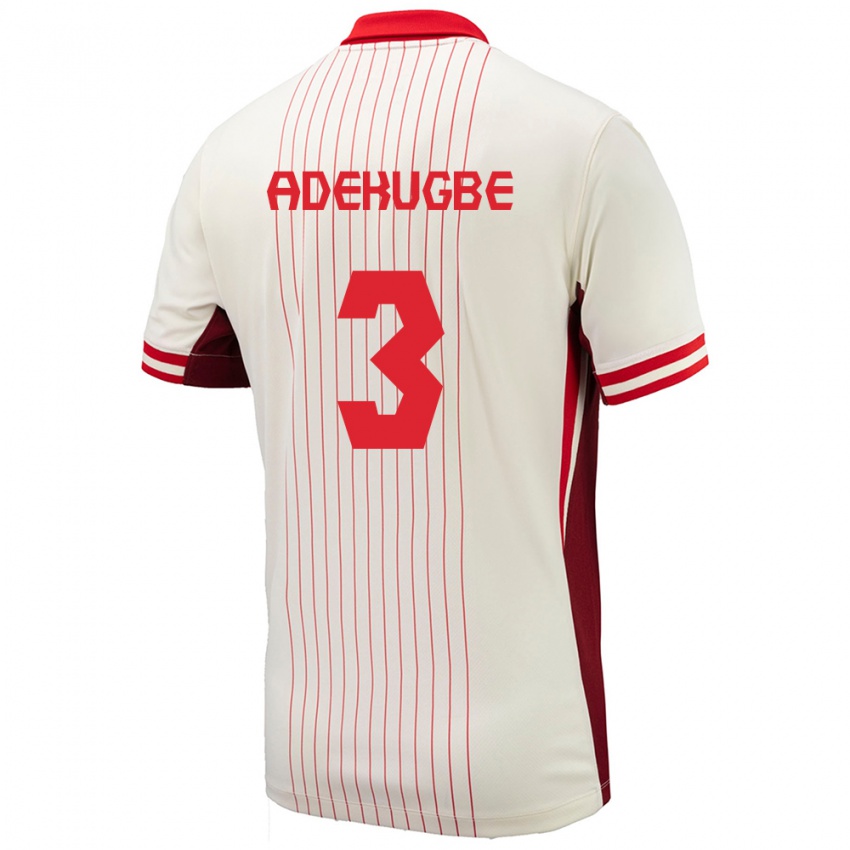 Mujer Camiseta Canadá Samuel Adekugbe #3 Blanco 2ª Equipación 24-26 La Camisa