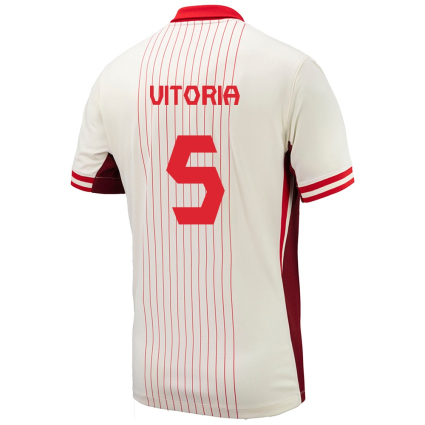 Mujer Camiseta Canadá Steven Vitoria #5 Blanco 2ª Equipación 24-26 La Camisa